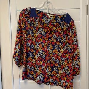 Silk multi-colored blouse with midi sleeve length
